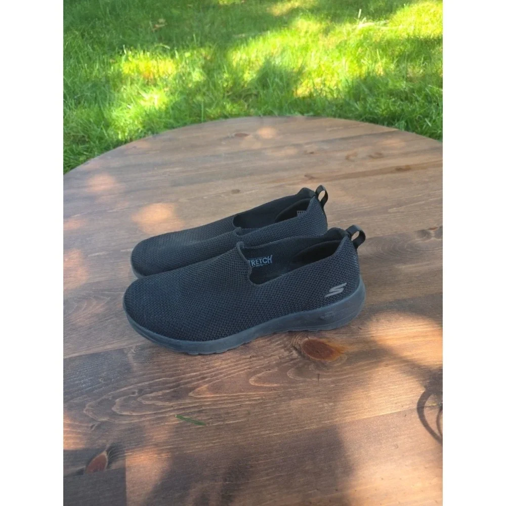 Size 7- Skechers GOwalk Joy Black Slip On Walking Shoes Womens BBK Stretch Fit